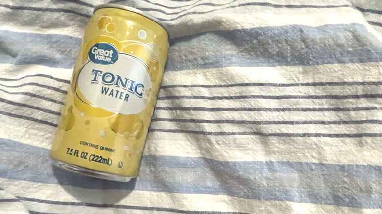 Great Value tonic water on a towel