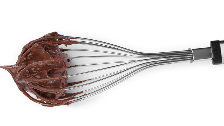 Chocolate on balloon whisk