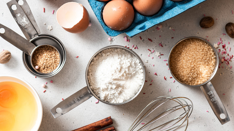 Baking ingredients in the kitchen