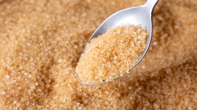 Brown sugar on a spoon