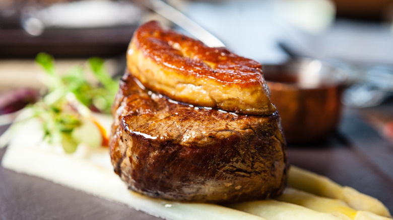 Closeup Tournedos Rossini French steak