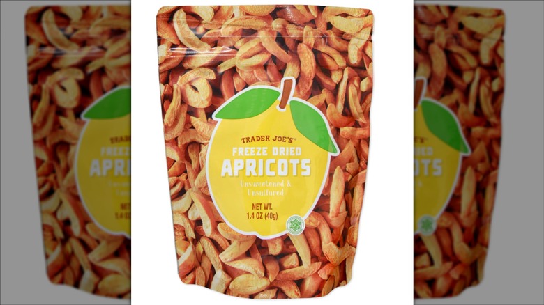 Bag of Trader Joe's Freeze Dried Apricots.