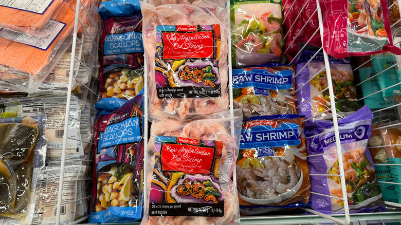Frozen seafood products at Trader Joe's
