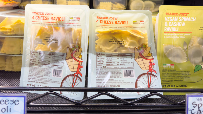 Trader Joe's 4 cheese ravioli on store shelf