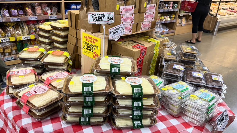 a table full of different baked goods at a Trader Joe's store