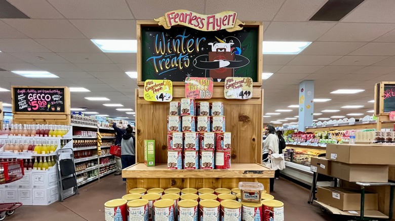 Interior of a New York Trader Joe's location with a winter treats display