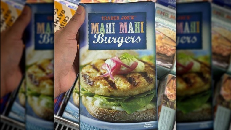 A box of Mahi Mahi Burgers at Trader Joe's