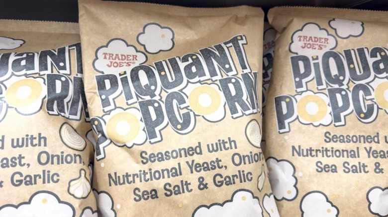 Packages of Trader Joe's Piquant Popcorn