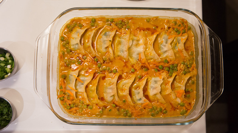 dumpling casserole on stovetop