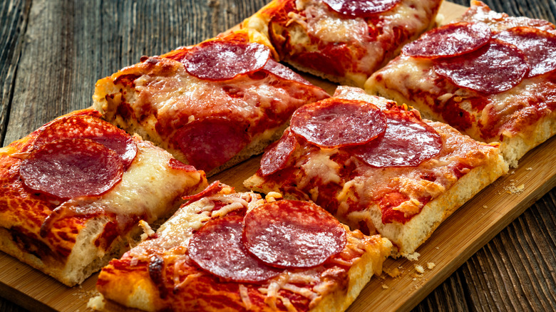 square pepperoni pizza