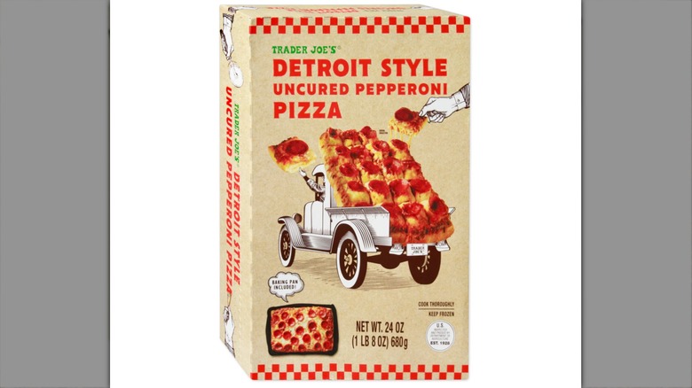 Trader Joe's Detroit-style pizza in box
