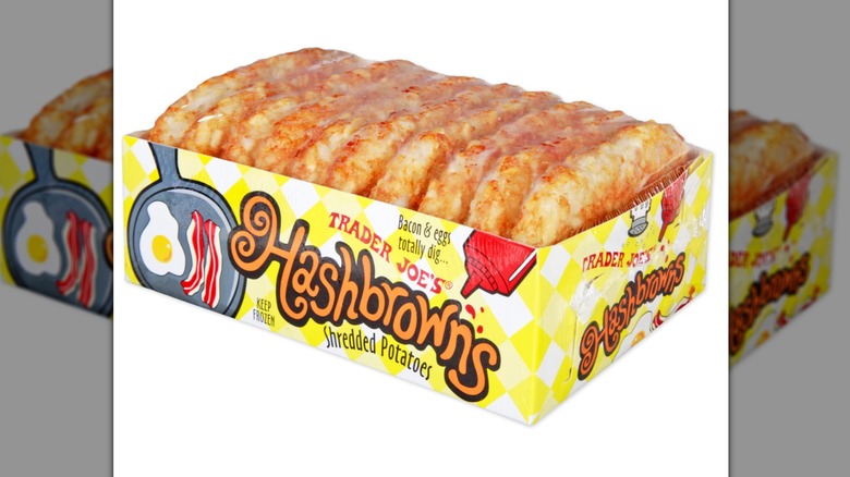 A yellow box of hash browns