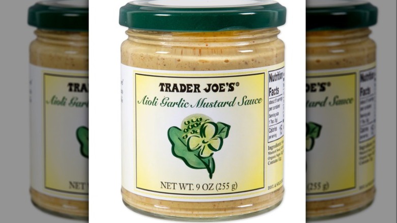 Garlic mustard sauce in a jar