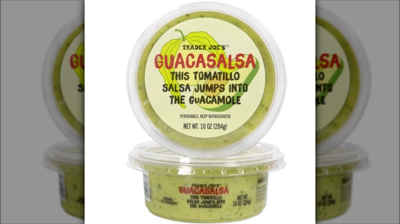 Guacasalsa containers on white background