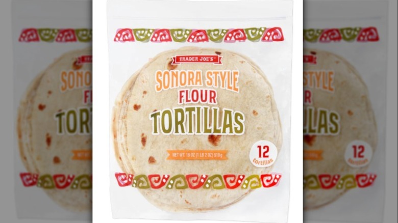 Sonora-style flour tortillas on white background
