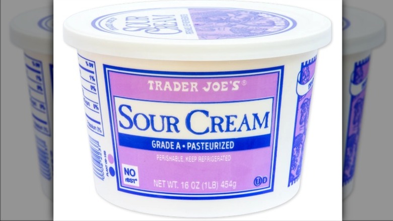 Trader Joe's sour cream on white background