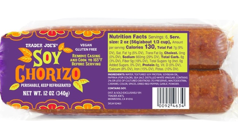 Trader Joe's soy chorizo package