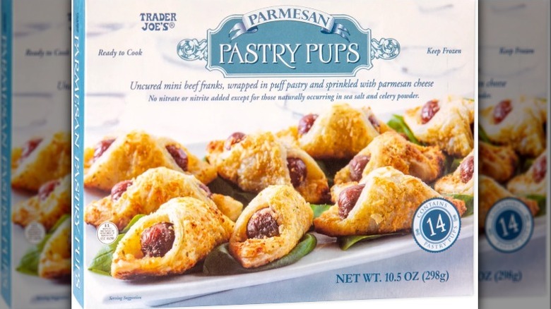 Trader Joe's parmesan pastry pups box.
