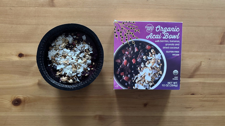 Trader Joe's Organic Acai Bowl on wooden table