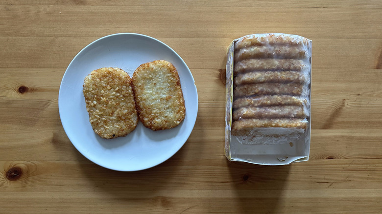 Trader Joe's hash browns on white plate