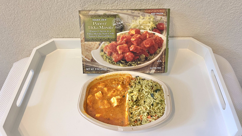Paneer Tikka Masala meal on a tray