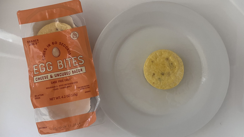 One Cheddar & Bacon Egg Bite on a plate