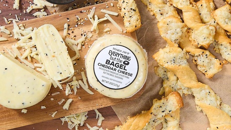 Top-down view of Trader Joe's Everything But the Bagel Cheddar Cheese