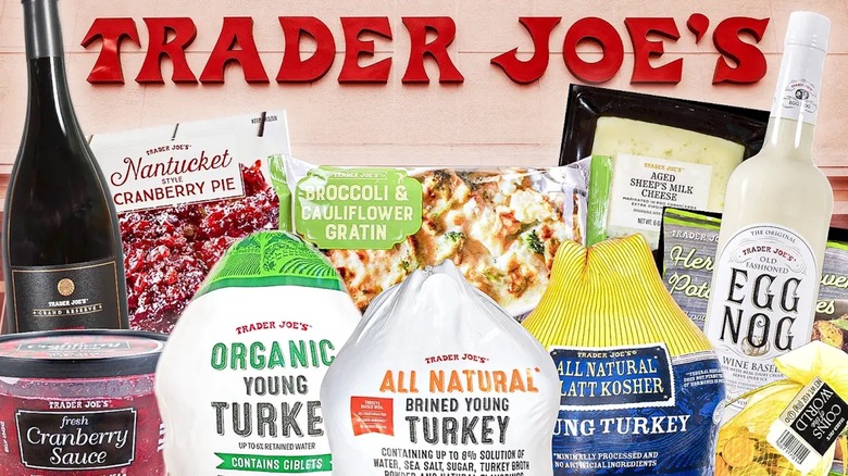 Collage of Trader Joe's Thanksgiving items 