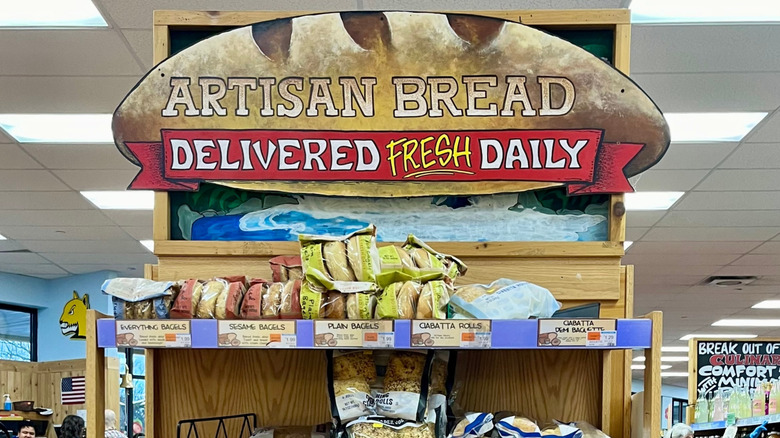 Different breads and wicker basket