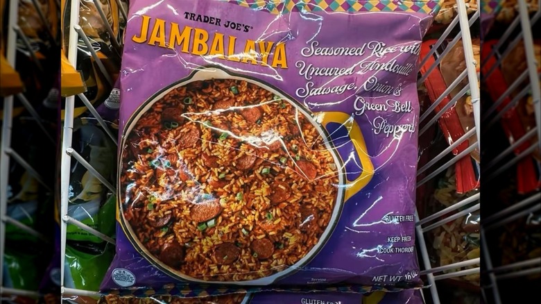 A bag of Trader Joe's frozen jambalaya