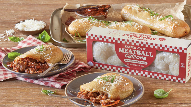 Trader Joe's calzone on plates