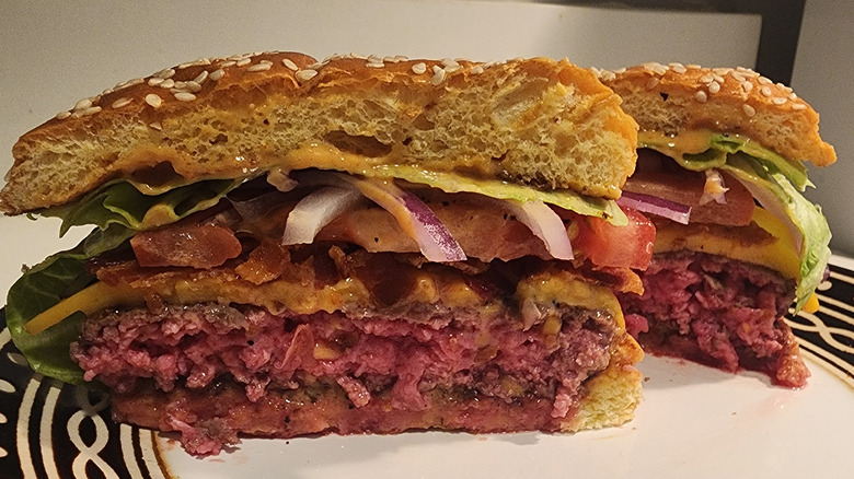 Cheeseburger cut in half