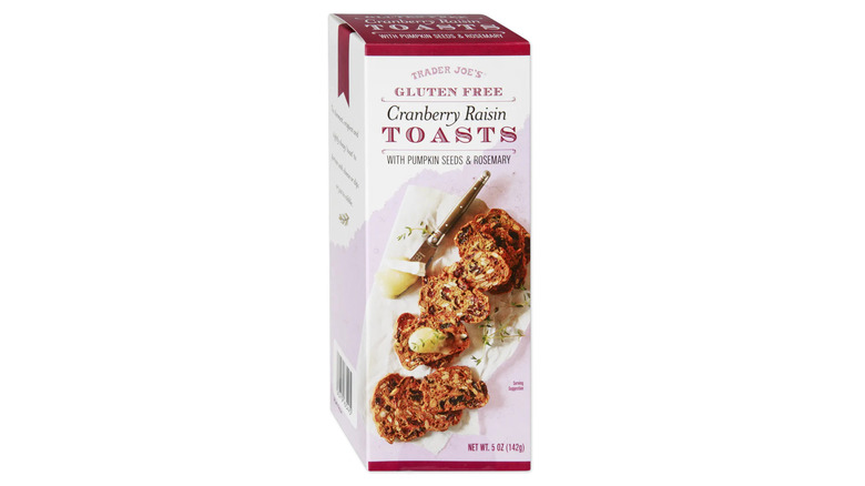 Box of Trader Joe's Gluten Free Cranberry Raisin Toasts