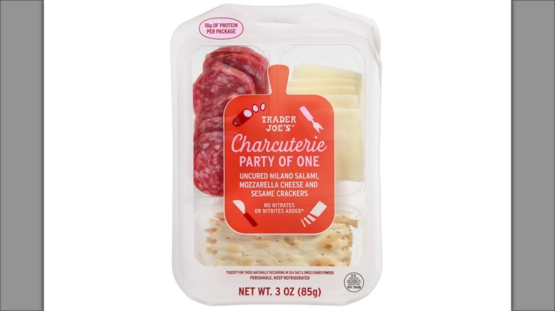 Package of Trader Joe's Charcuterie Party of One on white background