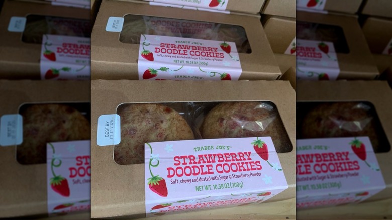 A box of strawberry flavored cookies