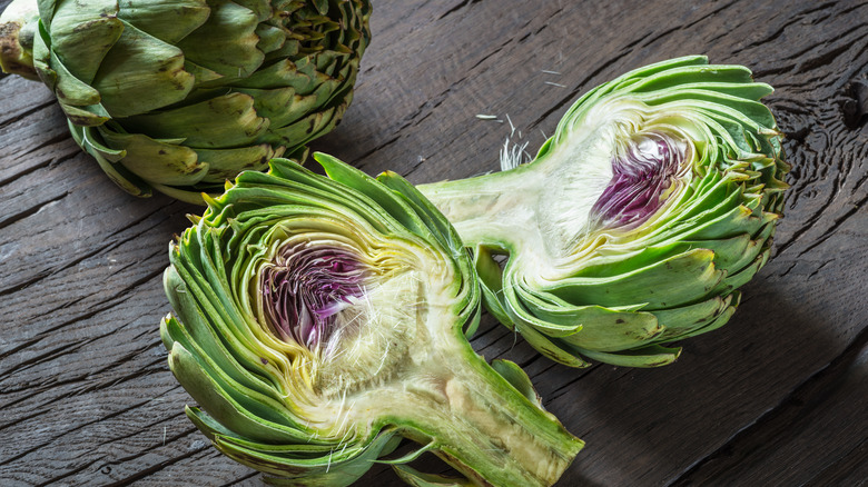 artichokes whole and halved