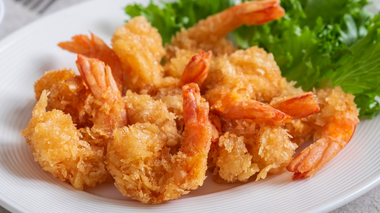 A pile of crispy fried shrimp