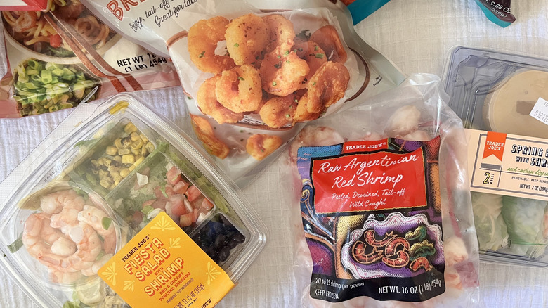 Top view of shrimp products laid on the table