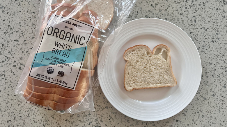 Organic white bread slice on a plate
