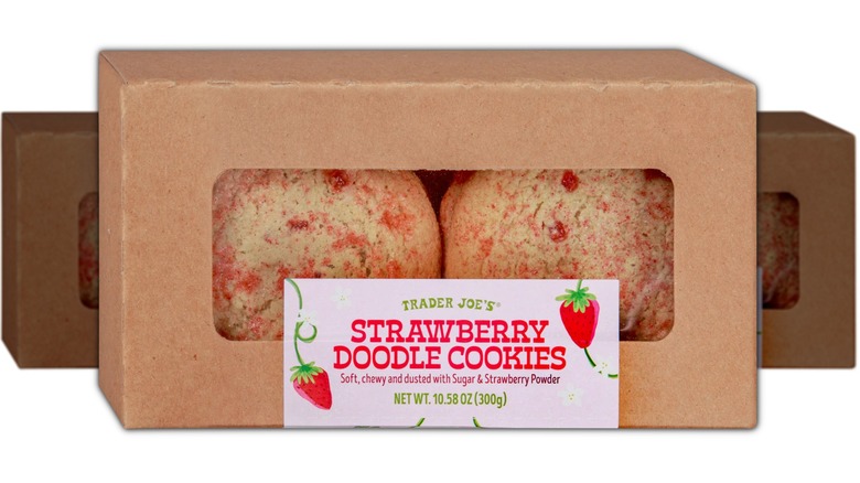 Strawberry doodle cookies packaging with white background
