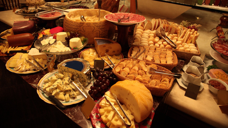 buffet table at brazilian steakhouse