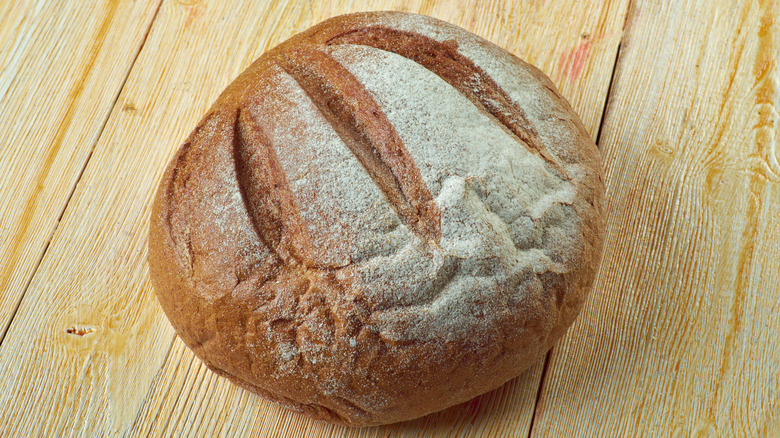 rustic bread wooden table