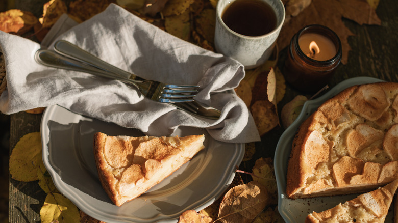 Slice of French apple cake