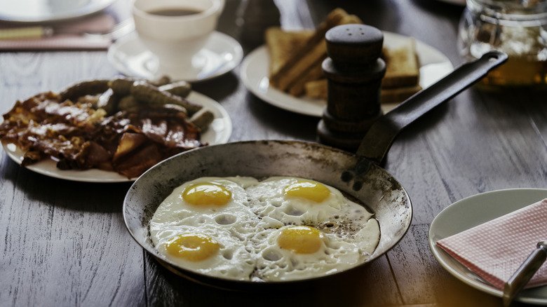 Fried eggs in a pan