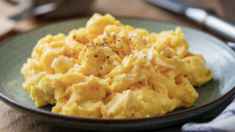 plate of scrambled eggs