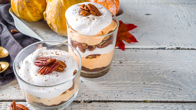 Autumn trifle with pecan pie