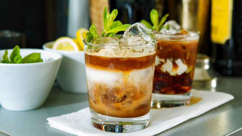 iced coffees with mint