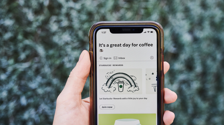 Starbucks app open