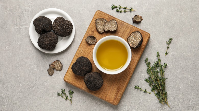 Truffles, truffle oil, and thyme