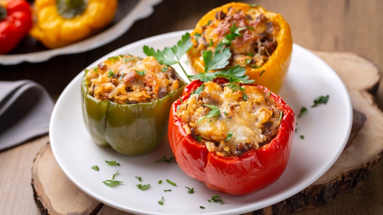 stuffed bell peppers on plate